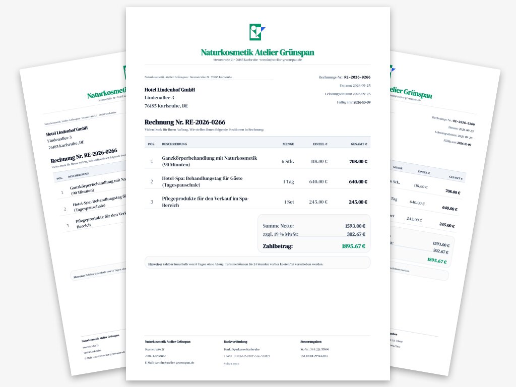 Vorschau der Rechnungsvorlage für Bäckerei und Konditorei
